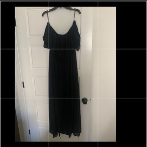 Black off the shoulder maxi length romper.